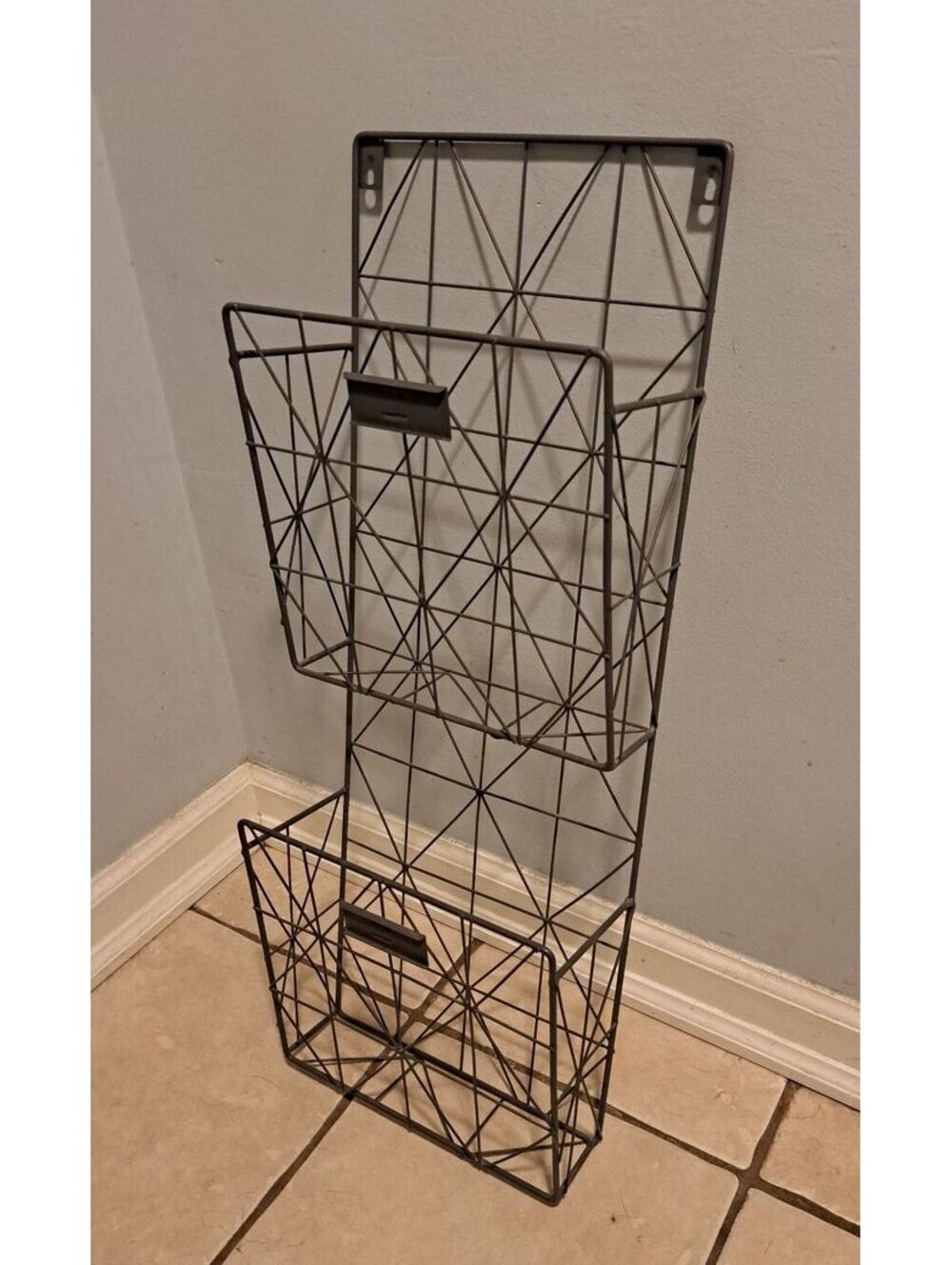 2-Tier Wall Mounted Wire Mesh Bronze Finish File/Magazine/Brochure Storage